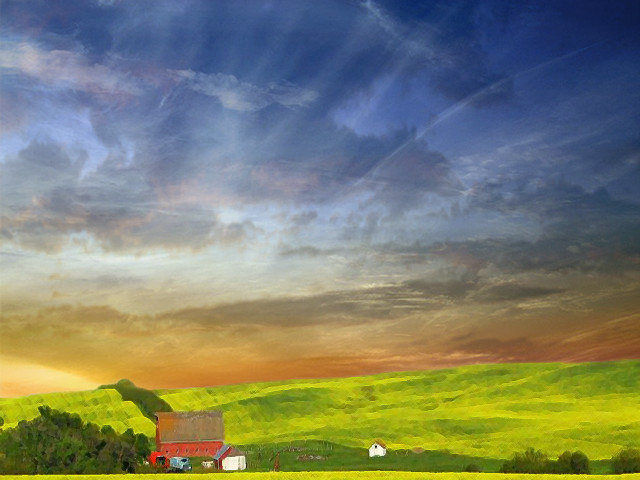 Farm red barn green field #2 free wallpaper for desktop - medium preview image
