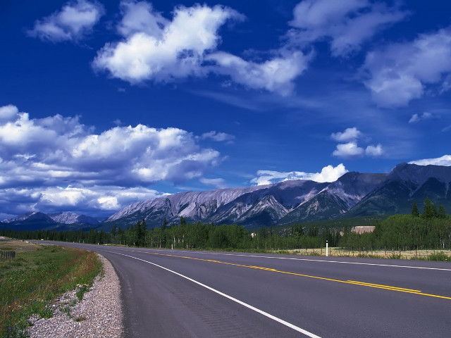 Road mountains blue sky clouds free wallpaper for desktop - medium preview image