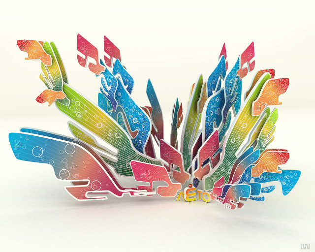 Colorful abstract paper sculpture white free wallpaper for desktop - medium preview image