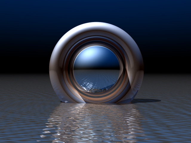 Circular object floating water night #3 free wallpaper for desktop - medium preview image