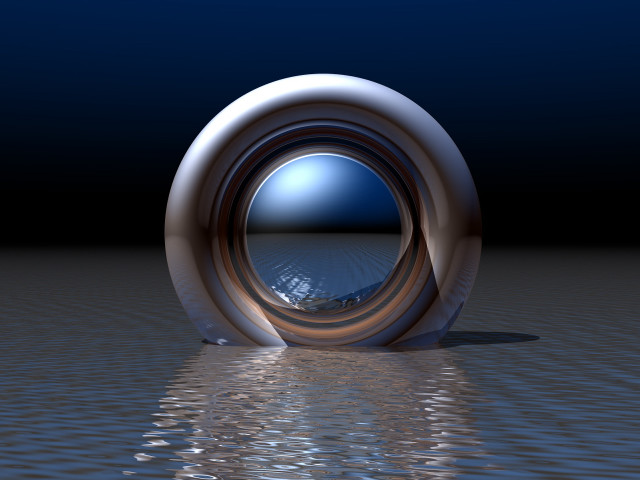 Circular object floating water night #4 free wallpaper for desktop - medium preview image