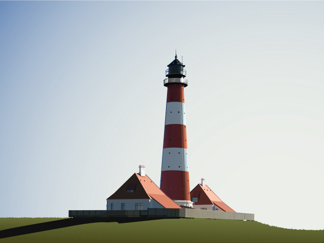 Red white lighthouse hill sky #2 free wallpaper for desktop - medium preview image