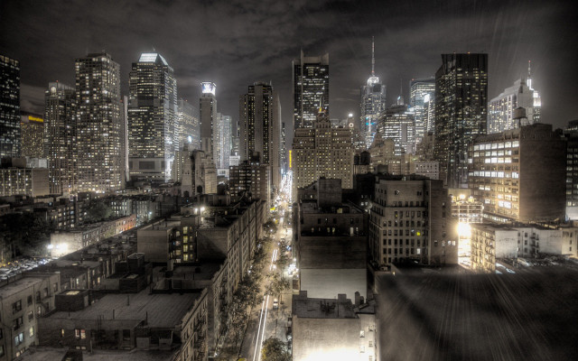 City night tall buildings lit #3 free wallpaper for desktop - medium preview image