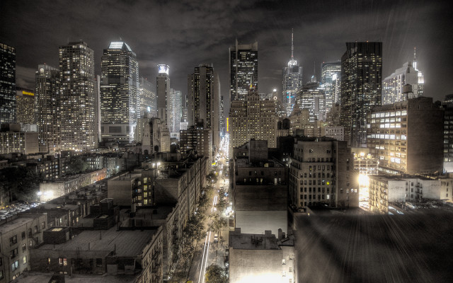 City night tall buildings lit #4 free wallpaper for desktop - medium preview image