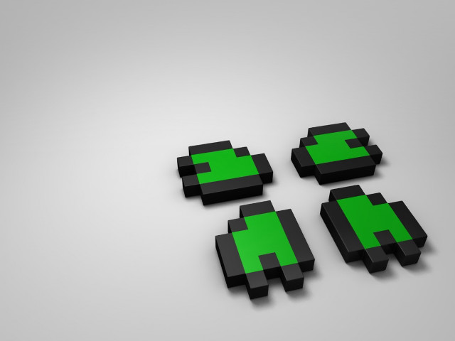 Black green objects white surface free wallpaper for desktop - medium preview image