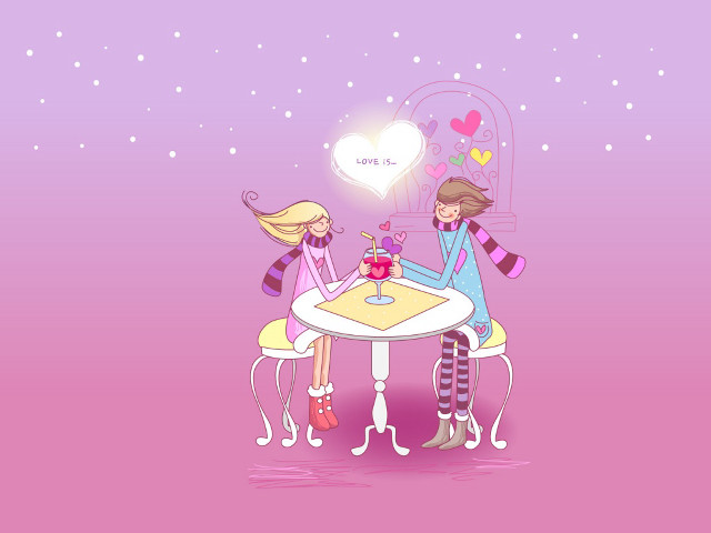Girls table heart balloon pink free wallpaper for desktop - medium preview image