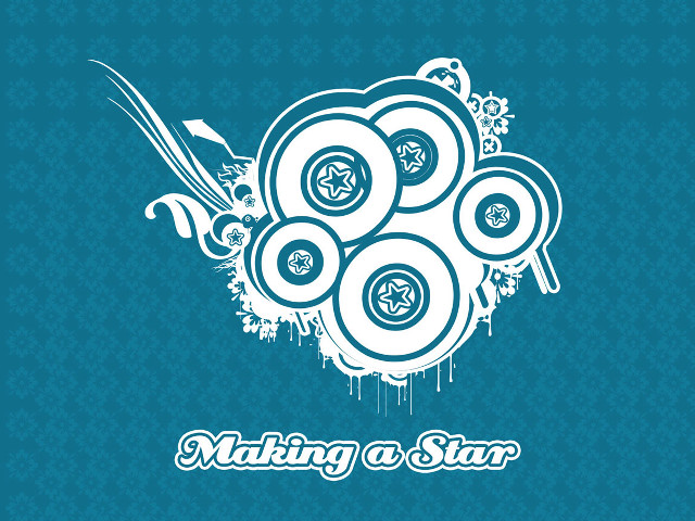 Blue background white swirls star free wallpaper for desktop - medium preview image