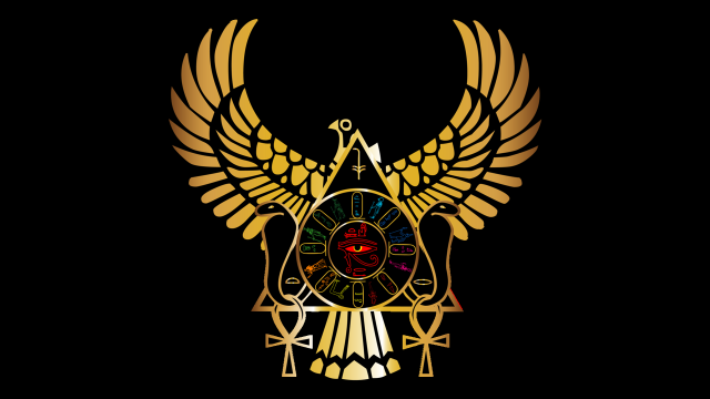 Golden clock wings triangle face free wallpaper for desktop - medium preview image