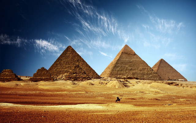 Pyramids desert blue sky clouds free wallpaper for desktop - medium preview image