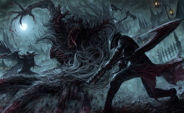 Demonic demon forest fullmoon bloodborne free wallpaper for desktop - medium preview image