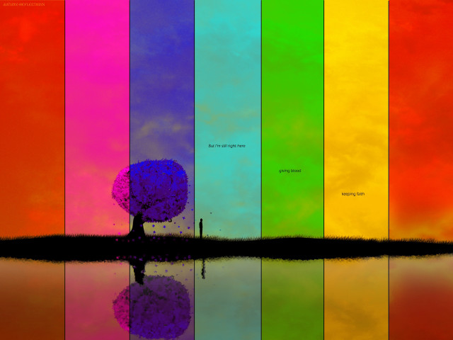 Rainbow colored wall tree reflection #4 free wallpaper for desktop - medium preview image