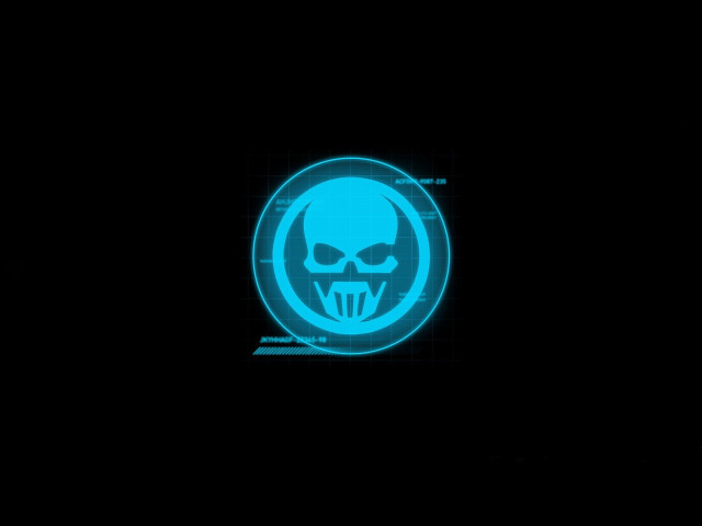 Blue glowing skull black background free wallpaper for desktop - medium preview image
