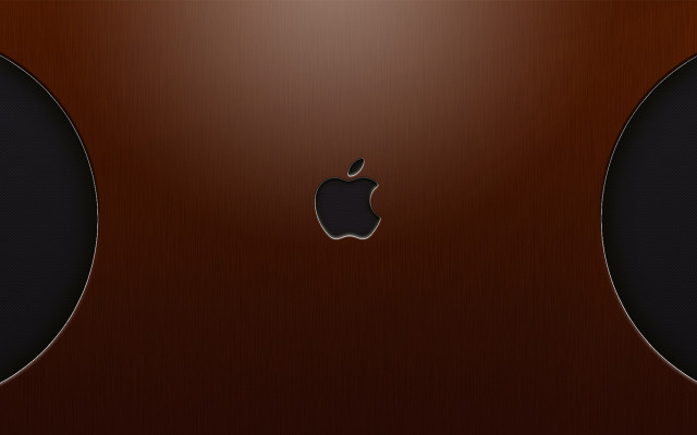 Brown apple logo wooden surface free wallpaper for desktop - medium preview image