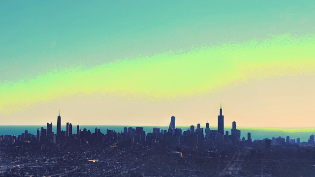 City skyline plane moon stars free wallpaper for desktop - medium preview image