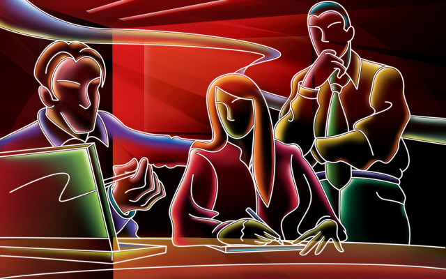 Man woman sitting table laptop #3 free wallpaper for desktop - medium preview image