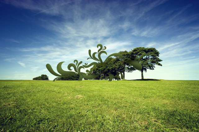 Field trees blue sky clouds #22 free wallpaper for desktop - medium preview image