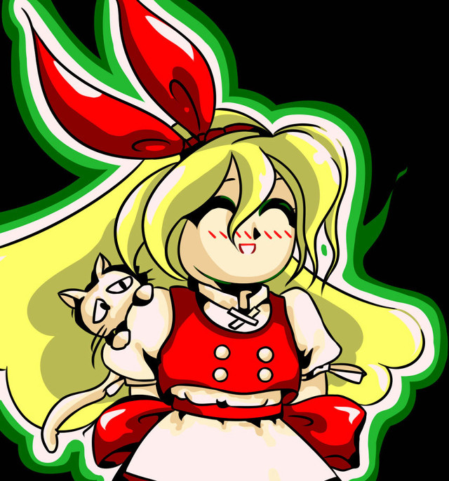 Cartoon girl cat shoulder red free wallpaper for tablet - medium preview image