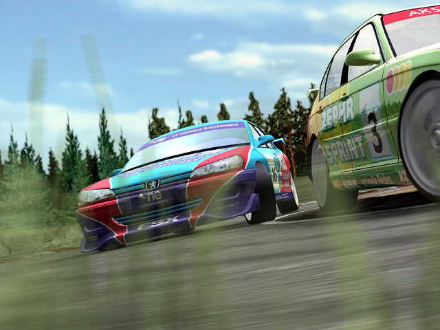 Cars racing road trees background free wallpaper for desktop - medium preview image