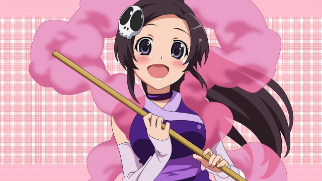 Girl pink outfit stick skull free wallpaper for desktop - medium preview image