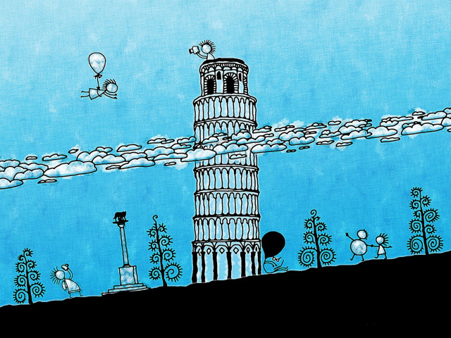 Tower sky background clouds drawing #4 free wallpaper for desktop - medium preview image