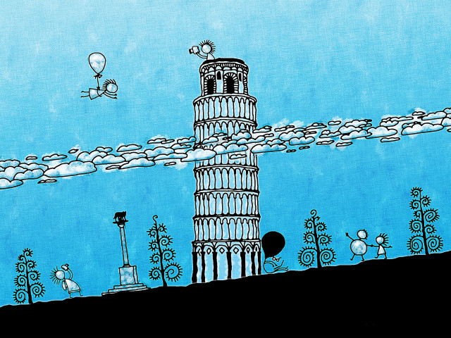 Tower sky background clouds drawing #5 free wallpaper for desktop - medium preview image