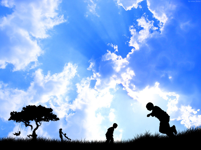 People playing grass blue sky free wallpaper for desktop - medium preview image