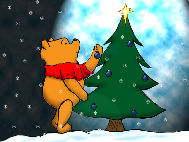 Cartoon bear christmas tree star free wallpaper for desktop - medium preview image