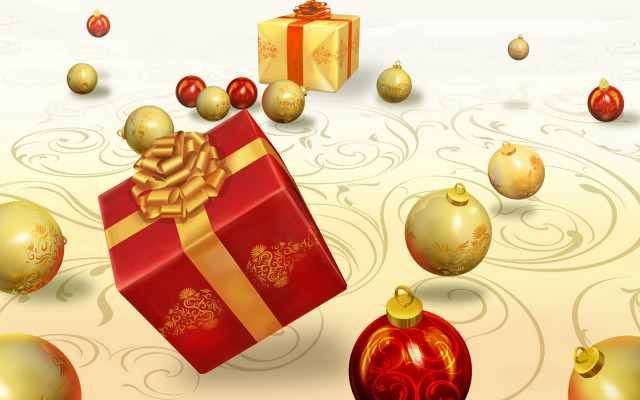 Red gift box gold bow #3 free wallpaper for desktop - medium preview image