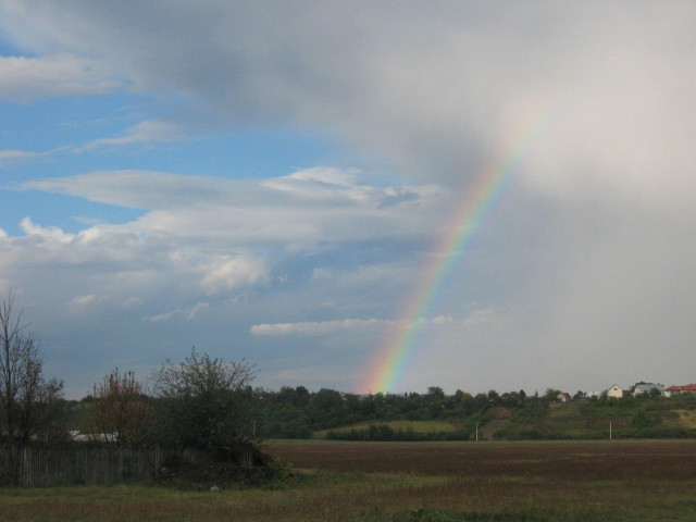 Rainbow field grass trees house #2 free wallpaper for desktop - medium preview image