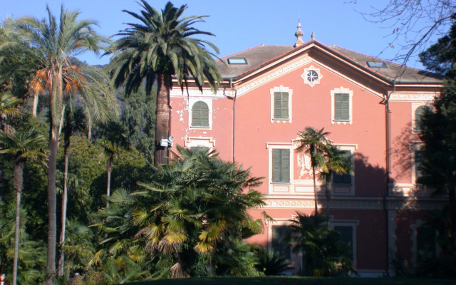 Large pink building palm trees free wallpaper for desktop - medium preview image