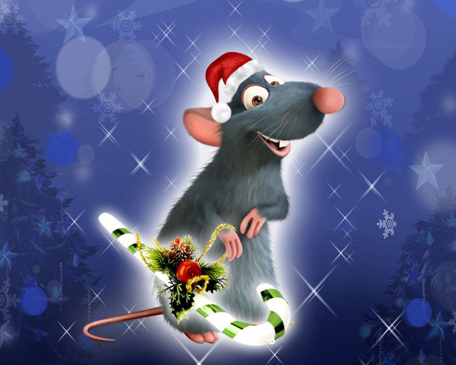 Cartoon mouse santa hat candy free wallpaper for desktop - medium preview image