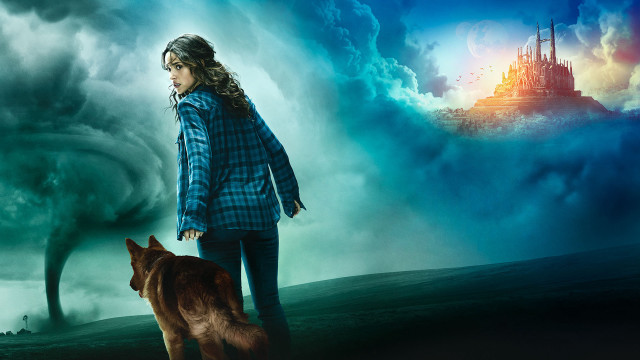 Woman dog tornado cloud castle free wallpaper for desktop - medium preview image