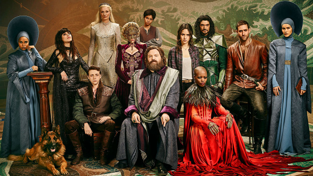 Medieval costume group dog chair free wallpaper for desktop - medium preview image