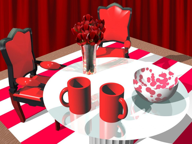 Table vase flowers red chairs #2 free wallpaper for desktop - medium preview image