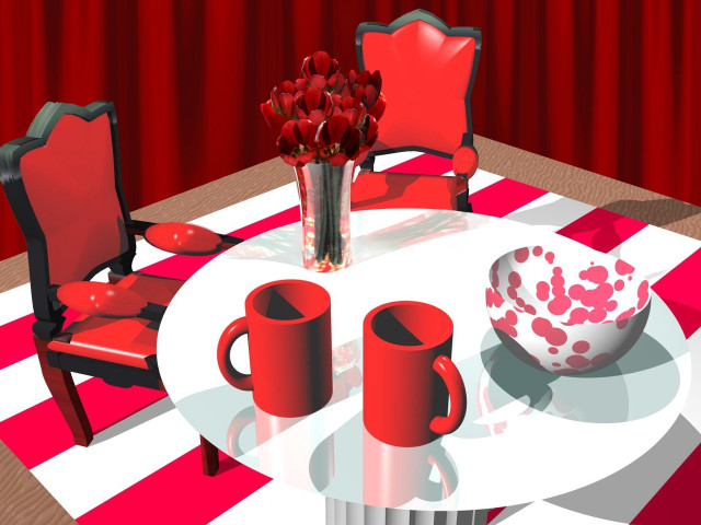 Table vase flowers red chairs #3 free wallpaper for desktop - medium preview image
