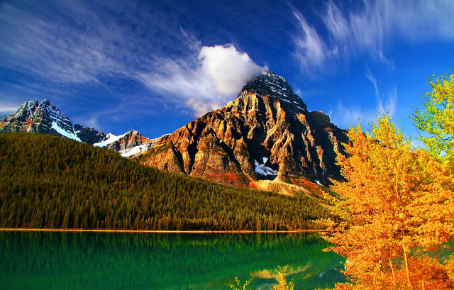 Mountain lake autumn trees sky #2 free wallpaper for desktop - medium preview image