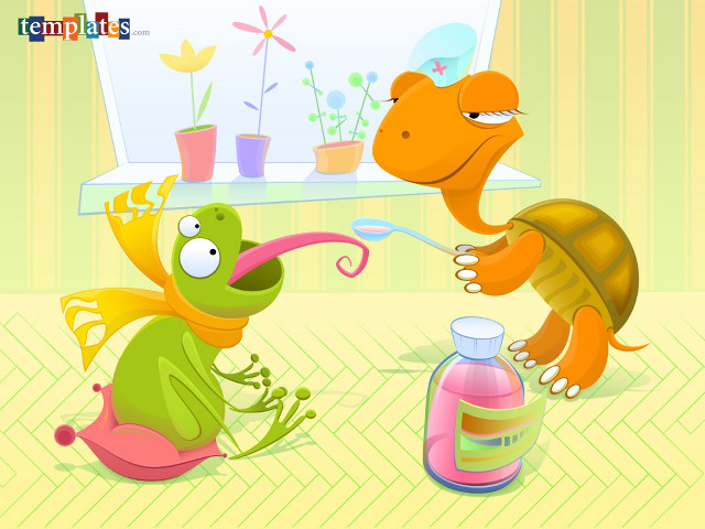 Cartoon turtle turtleling playing toothbrush free wallpaper for desktop - medium preview image