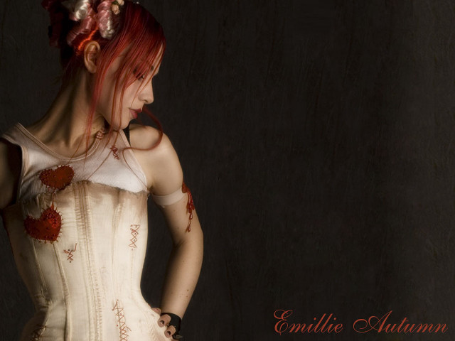 Redhair corset whiteflower gothic portrait free wallpaper for desktop - medium preview image
