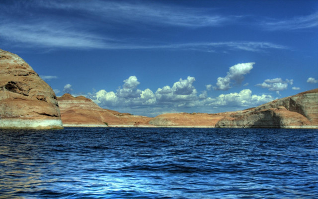 Water rocks sky clouds formation free wallpaper for desktop - medium preview image