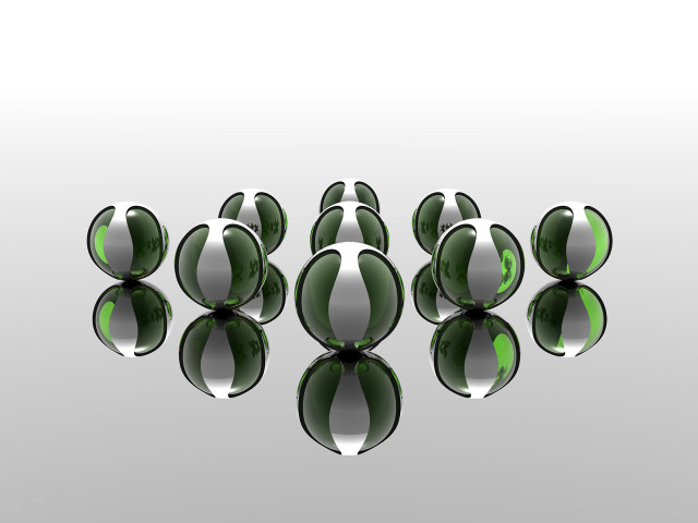 Green balls white reflection raytraced free wallpaper for desktop - medium preview image