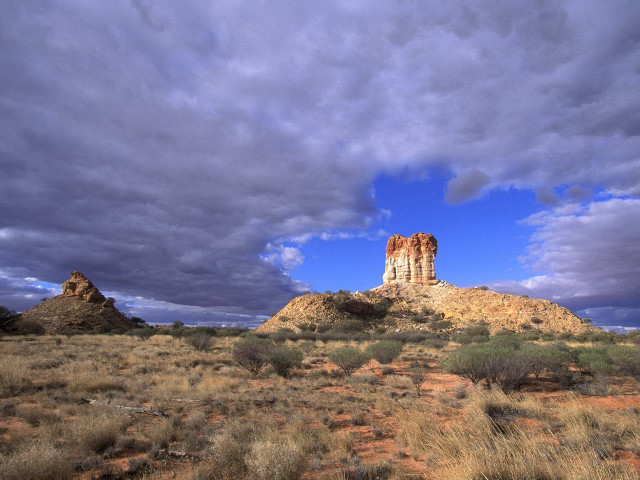 Desert landscape rock formation cloudy free wallpaper for desktop - medium preview image