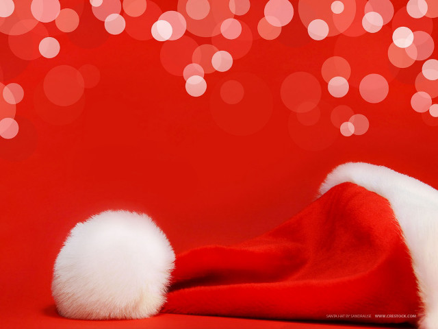 Santa hat bokeh lights red free wallpaper for desktop - medium preview image