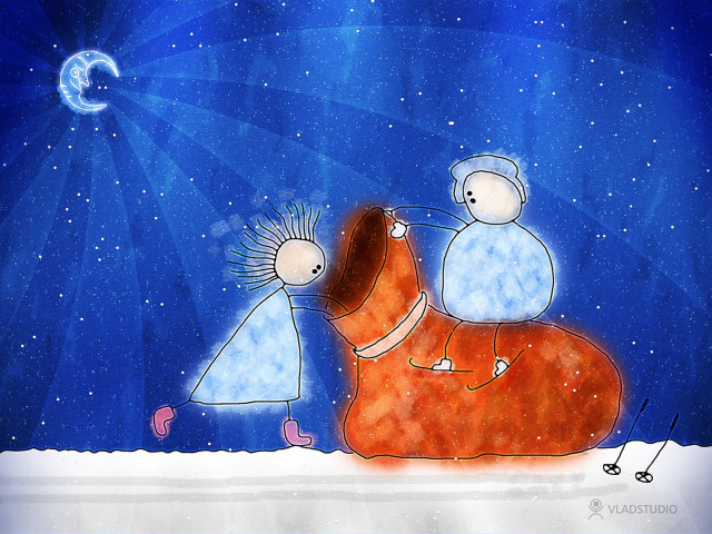 Man woman horse snow star #3 free wallpaper for desktop - medium preview image