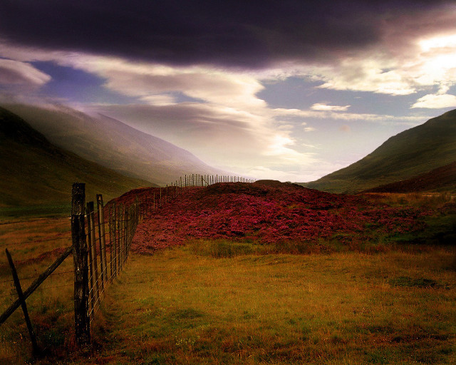 Field fence mountain clouds grass #2 free wallpaper for desktop - medium preview image