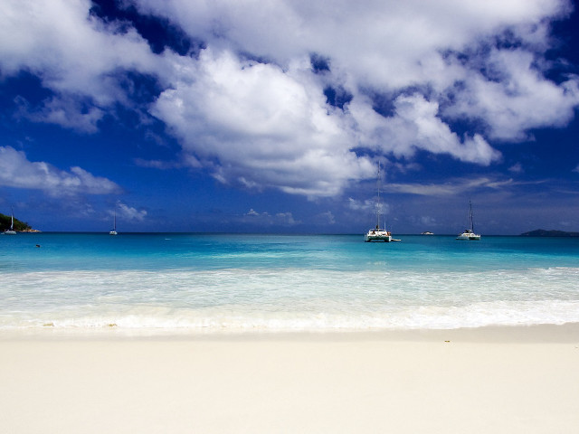 Beach boats clouds white sand #3 free wallpaper for desktop - medium preview image