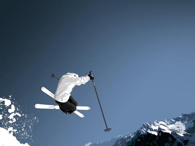 Skier air sunny day mountains #5 free wallpaper for desktop - medium preview image