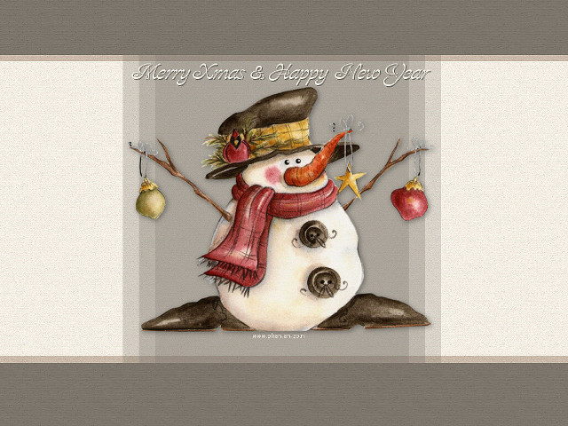 Snowman hat scarf carrot star free wallpaper for desktop - medium preview image