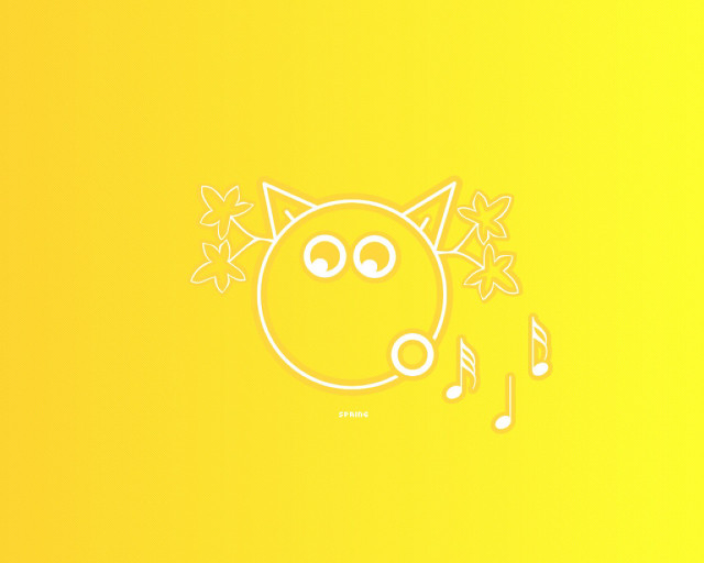 Yellow background cat music notes free wallpaper for desktop - medium preview image