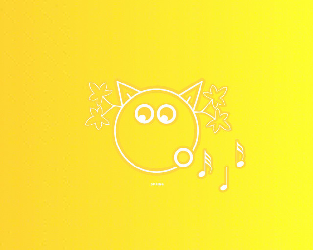 Yellow cat music notes ears free wallpaper for desktop - medium preview image