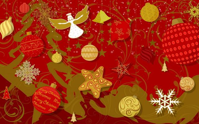 Christmas tree ornaments bird red free wallpaper for desktop - medium preview image
